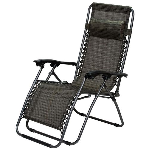 Baštenska stolica podesiva sa jastukom metalna Messina - crno/siva slika 1