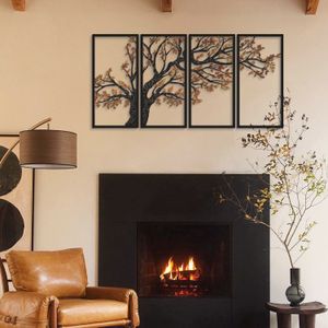 Set od 4 Dekorativna Metalna Zidna Ukrasa 'Autumn Vibes' - APT740 M Crna