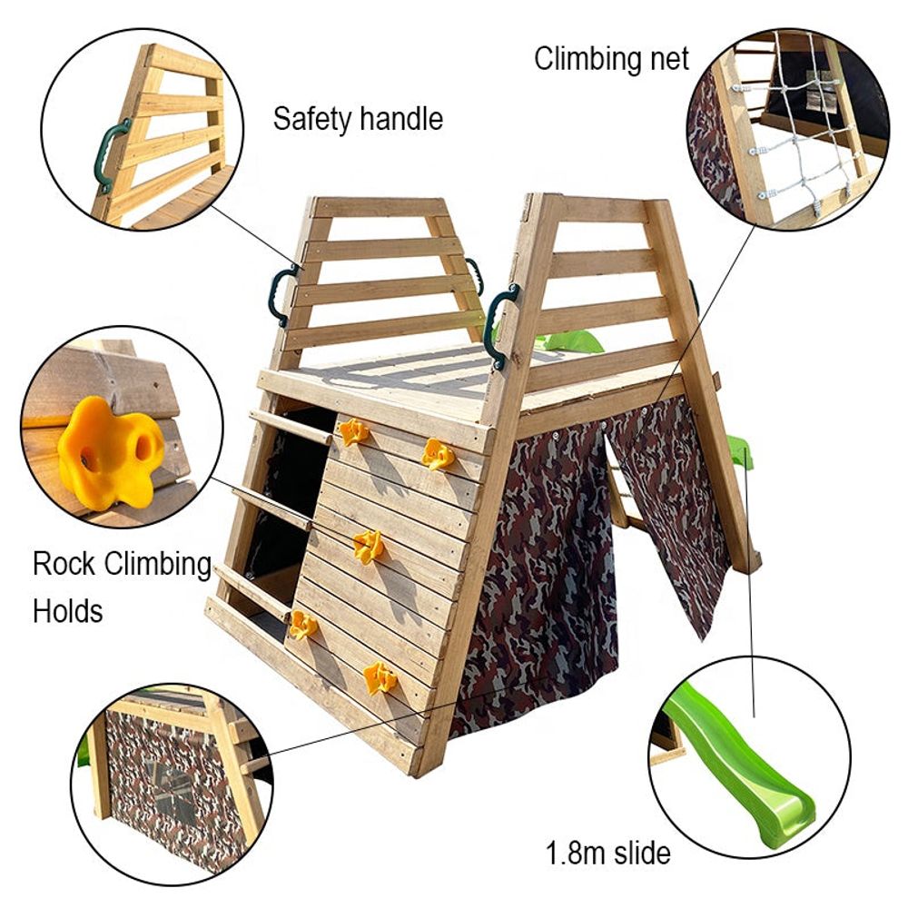Kinder Home Drvena penjalica sa toboganom, 285×152×123cm slika 3