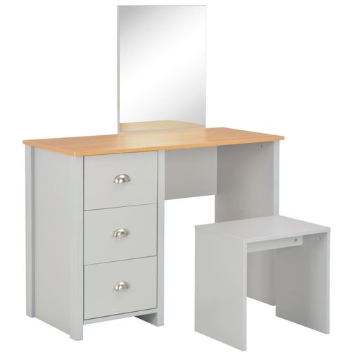 Toaletni stolić s ogledalom i stolcem sivi 104 x 45 x 131 cm slika 36