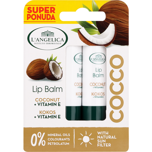 L'Angelica balzam za usne kokosa + vitaminom E - duopack, 10 g slika 1