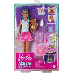 Set za igru Barbie Skipper - dadilja Barbie s plavim pramenovima