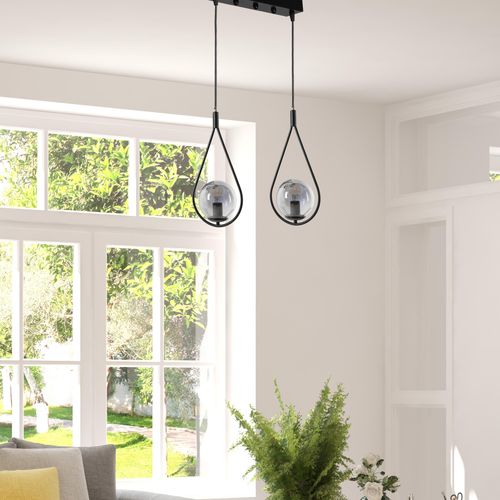 Damla 2 Li Sıralı Füme Camlı Siyah Sarkıt Black Chandelier slika 1