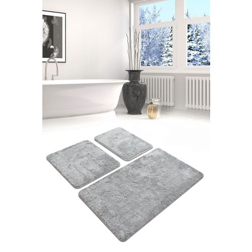 Havai - Grey Grey Acrylic Bathmat Set (3 Pieces) slika 1