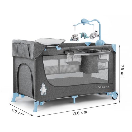 Kinderkraft Putni krevetić s dodacima Joy plava slika 6