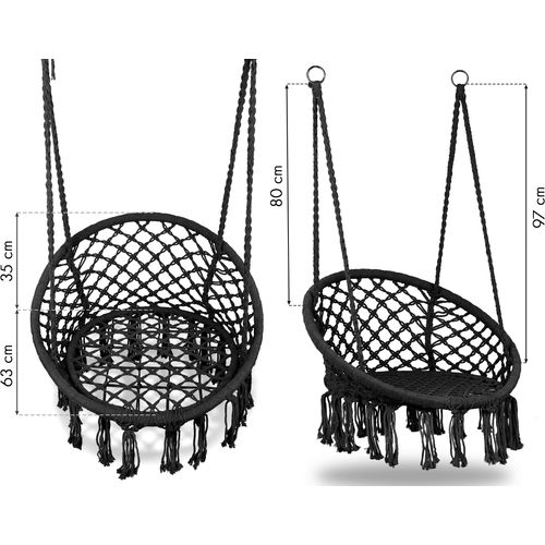 Viseća stolica mreža crna slika 5