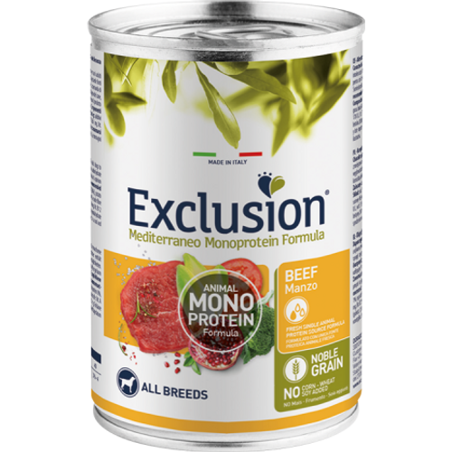 Exclusion Mediterraneo Monoprotein Formula Adult All breed, potpuna hrana za pse, govedina, 400 g slika 1