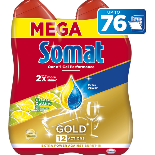 Somat Excellence Gel Grease limun 2x684ml , 76 pranja XXL slika 1