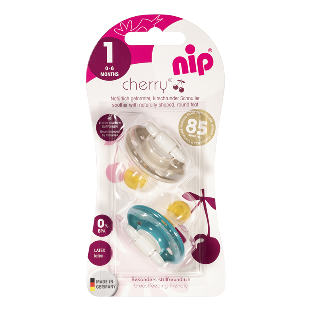 nip® Duda varalica Cherry 0-6mj (veličina 1) - Latex, 2kom Petrolej, Bež slika 3