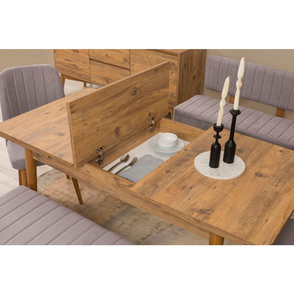 Vina Bench 04 0701 - Set za Trpezariju od 6 Komada u Sivoj Atlantic Borovini slika 6