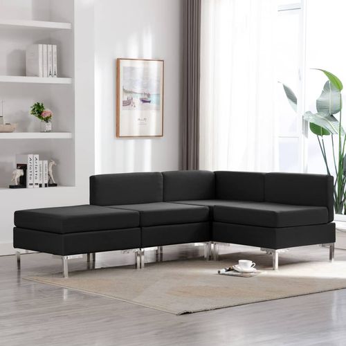 4-dijelni set sofa od tkanine crni slika 1