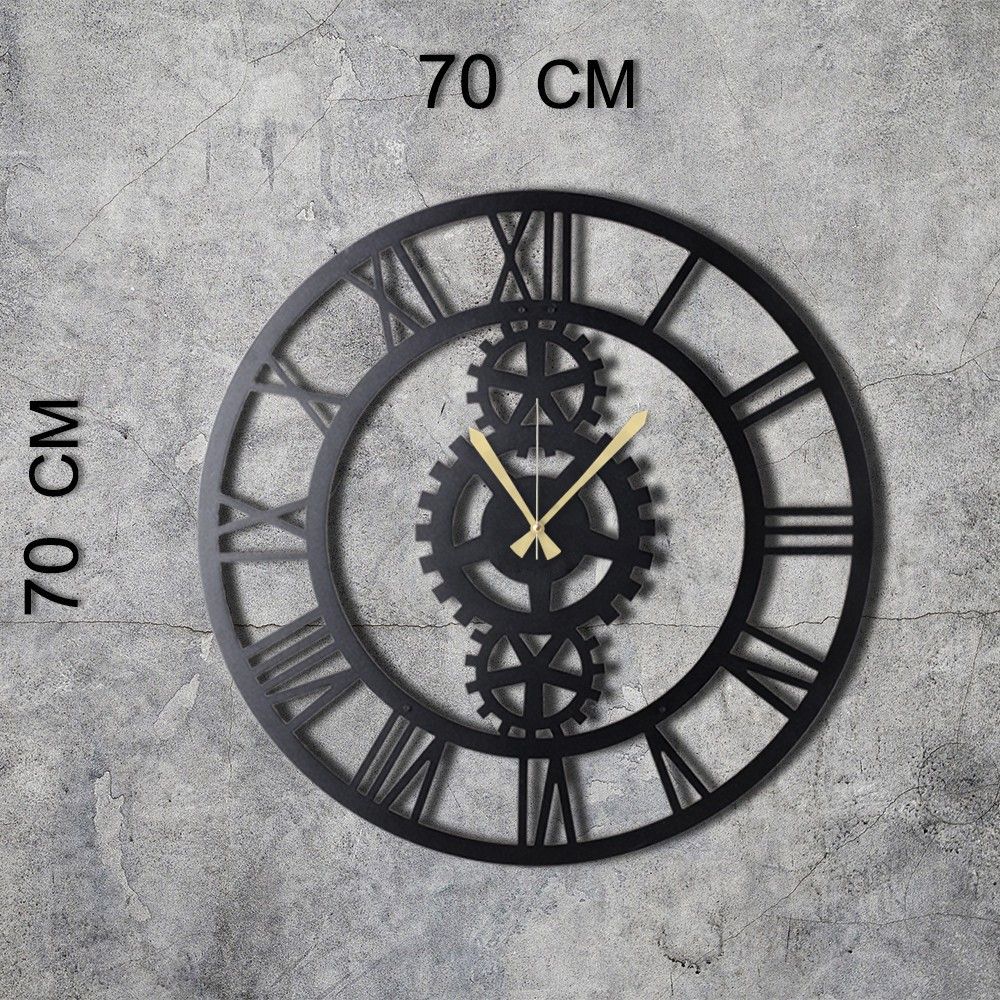 Decorative metal wall clock Gear XL, colour: black slika 6