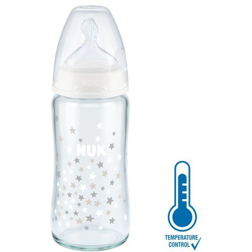 NUK Staklena flašica First Choice+ sa indikatorom temperature 240ml 0-6mj, Bijela slika 1