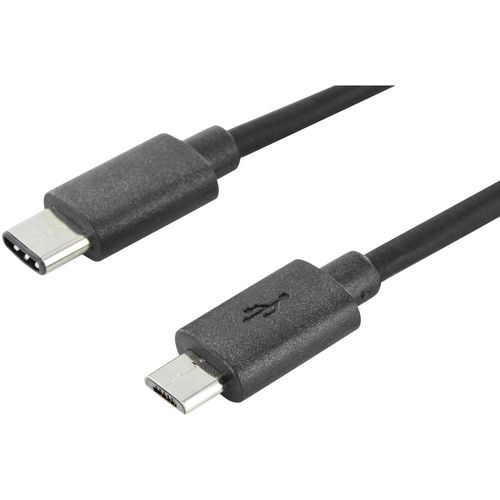 Digitus USB kabel USB 2.0 USB-C® utikač, USB-Micro-B utikač 1.80 m crna okrugli, utikač primjenjiv s obje strane, dvostruko zaštićen AK-300137-018-S slika 1