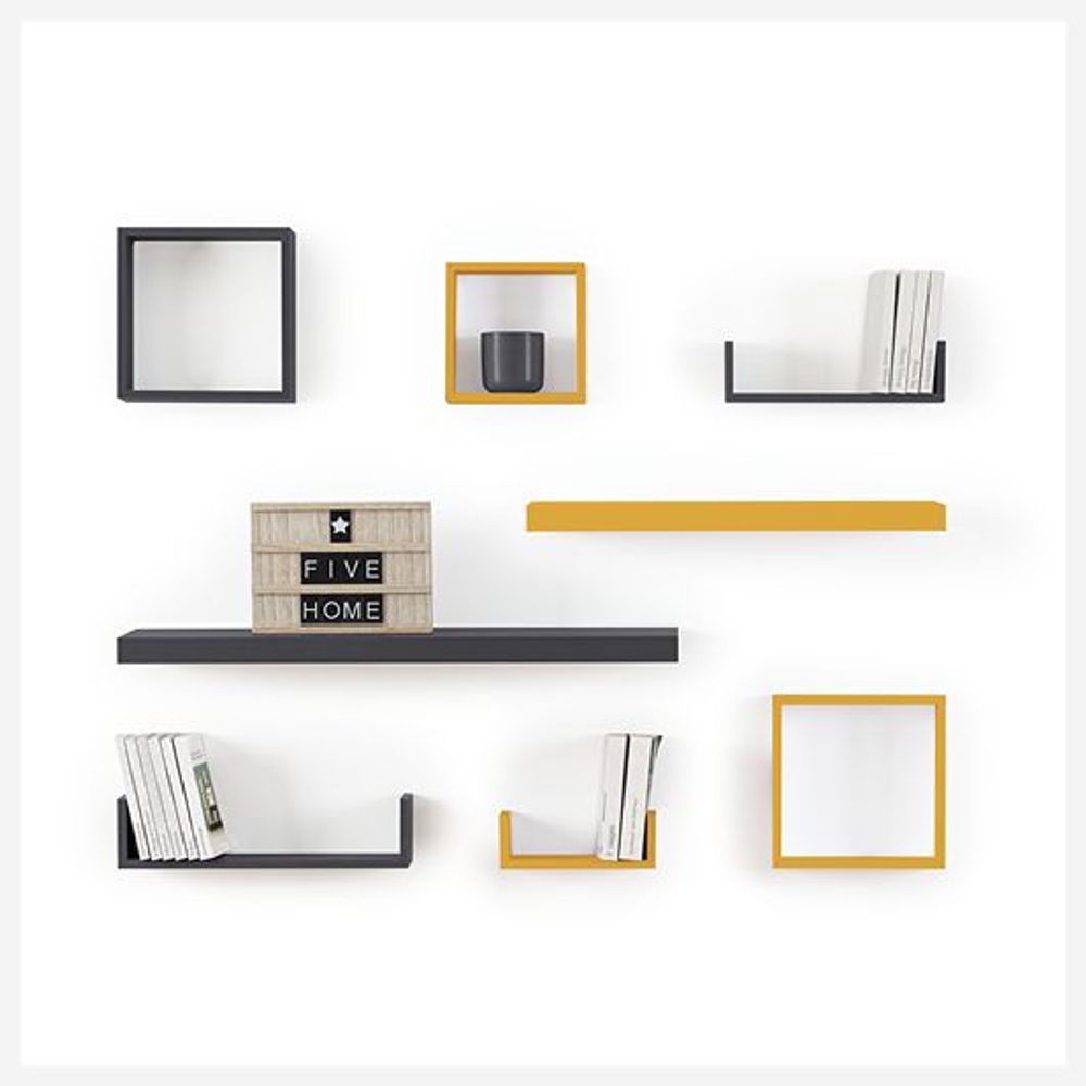 Five fixy polica zidna 23.5x23.5x3.8cm mdf bijela slika 5