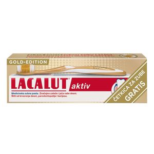 Lacalut pasta za zube Aktiv 75ml+ GRATIS četkica, Gold Edition