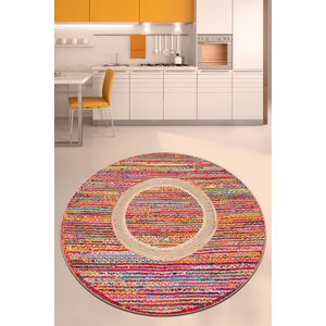Šareni Džut Tepih Çap 100 Multicolor (Prečnik 100 cm)