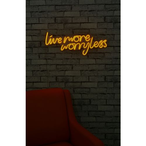 Wallity Ukrasna plastična LED rasvjeta, Live More Worry Less - Yellow slika 11