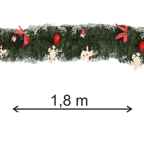 Božićna dekoracija - Girlanda - Bijelo/Crvena boja slika 1