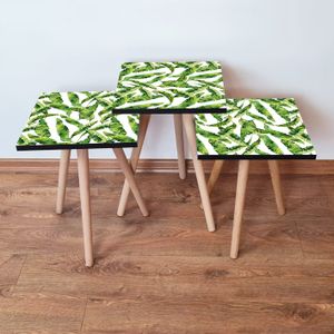 Nesting Table 3Shp253 - Set od 3 Stola u Zelenoj i Bijeloj Boji