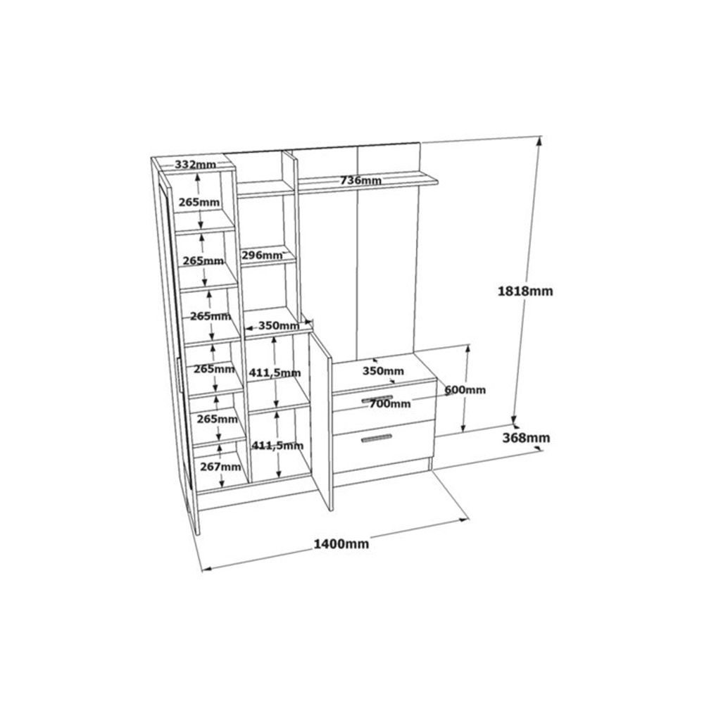 Hall stand Dd5-W - Bijela boja slika 7