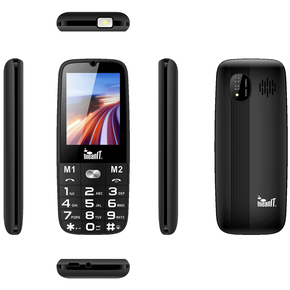 MeanIT Telefon mobilni, SOS tipka, LED svjetiljka - Senior 15, Crni slika 3