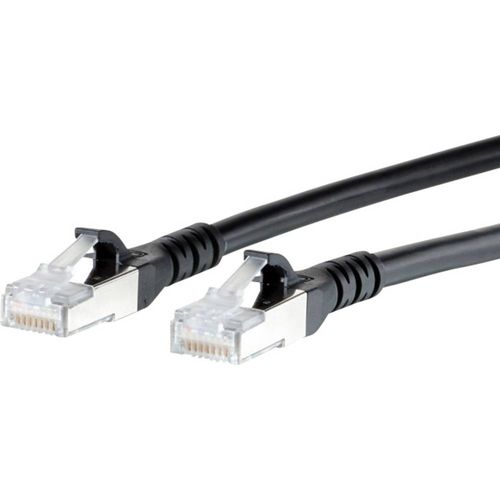 Metz Connect 130845A000-E RJ45 mrežni kabel, Patch kabel cat 6a S/FTP 10.00 m crna sa zaštitom za nosić 1 St. slika 1