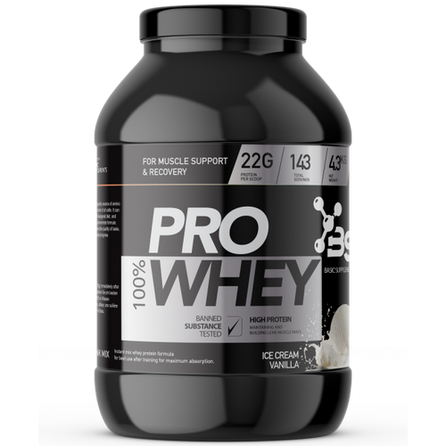 100% PRO WHEY 4.3KG BASIC SUPPLEMENTS -  Ice Cream Vanilla slika 1