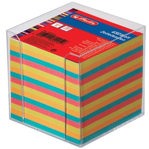 Stolna kocka s papirom 9x9x9 cm, 650 listova u boji, PVC, Herlitz slika 2