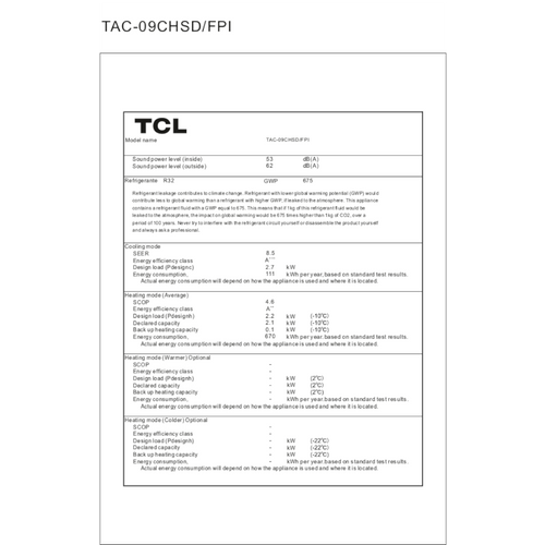 TCL klima uređaj T-Smart Ultra Inverter 2,7kW - TAC-09CHSD/FPI slika 5