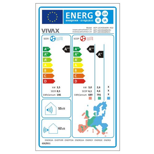 Vivax ACP-12CH35AERI+ SILVER MIRROR, Inverter klima uredjaj, 12000 BTU, Grejač spoljne jedinice, WiFi Ready, Ogledalo srebrna   slika 9