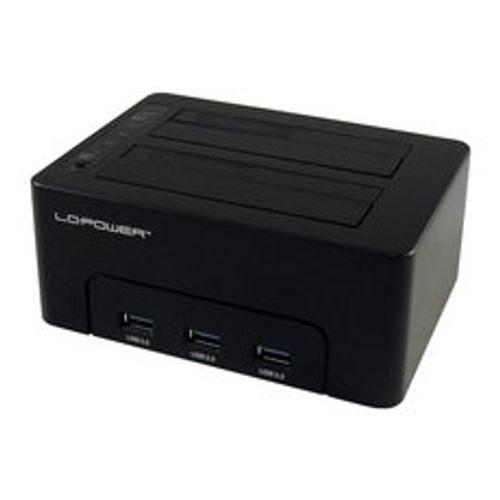 HDD DOCKING LC-DOCK-U3-HUB USB3.0 2x HDD/SSD + 3x USB3.0 HUB Black slika 1