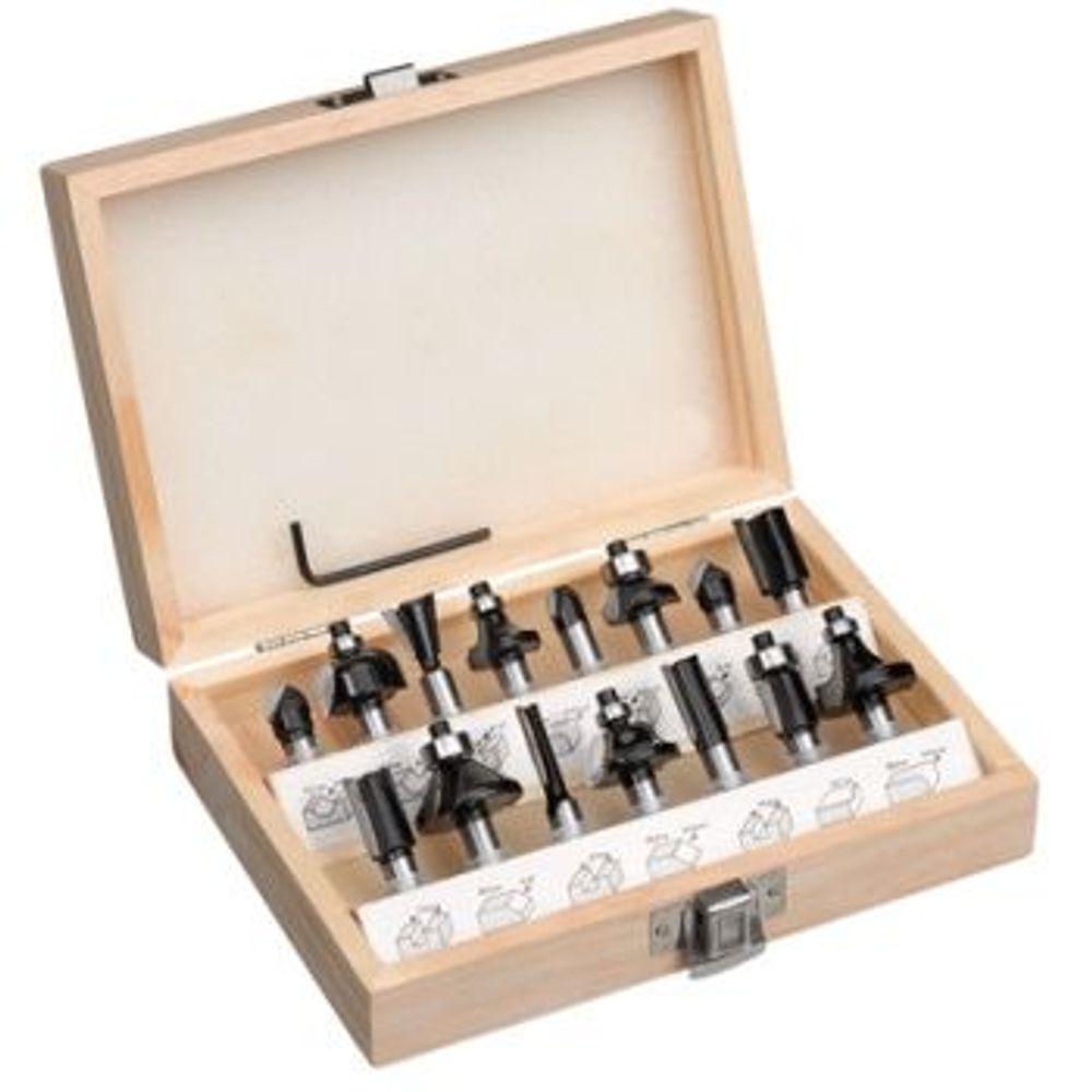 Einhell Pribor za glodalice, set glodala 8 mm, 15 kom. u drvenoj kutiji slika 2
