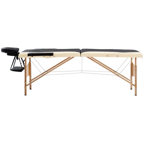 Sklopivi masažni stol s 2 zone drveni crno-bež slika 26