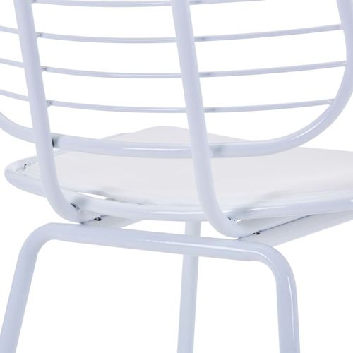 Stolice sa sjedalima od umjetne kože 4 kom bijele čelične slika 15