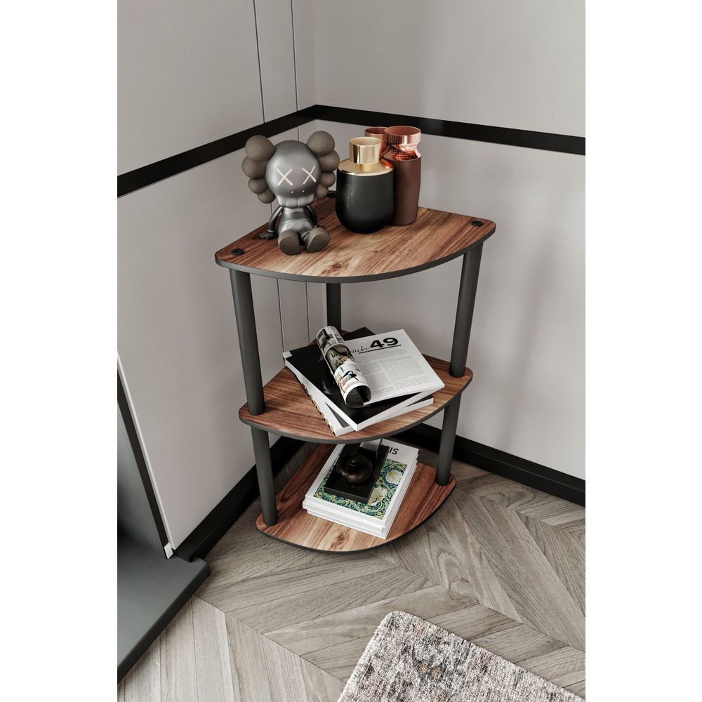  Bookshelf Bookcase 3-Tiers Corner, colour Walnut slika 2