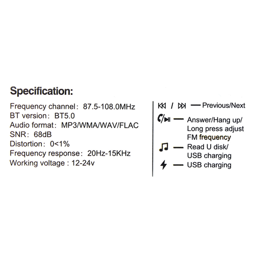 FM transmiter C6 USB Bluetooth 5.0 12-24V handsfree crni slika 9