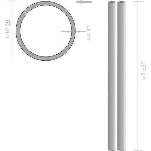 Cijevi od nehrđajućeg čelika 2 kom okrugle V2A 2m Ø 60 x 1,9 mm slika 2