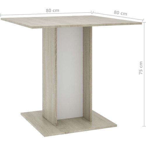 Blagovaonski stol bijeli i boja hrasta 80x80x75 cm od iverice slika 10