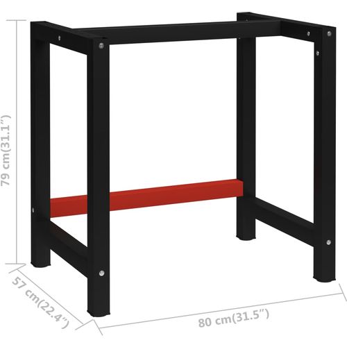 Okvir za radni stol metalni 80 x 57 x 79 cm crno-crveni slika 21