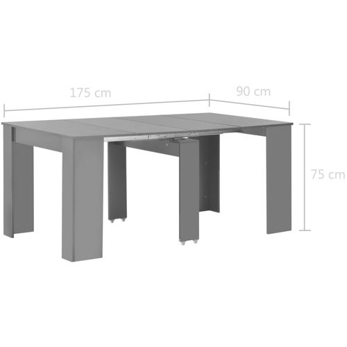 Produživi blagovaonski stol visoki sjaj sivi 175 x 90 x 75 cm slika 14