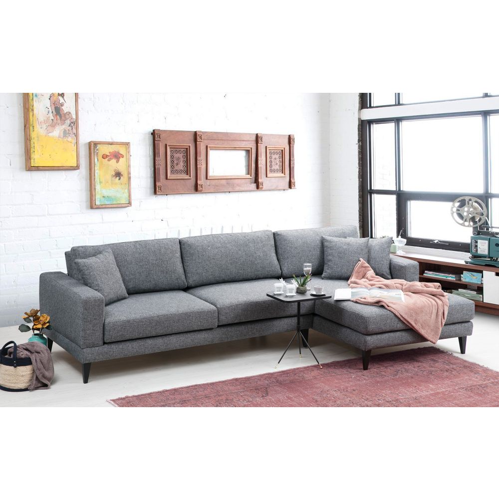 Nordijska Kutna Sofa na Razvlačenje Desna (L3+Chl) Tamno Siva slika 3