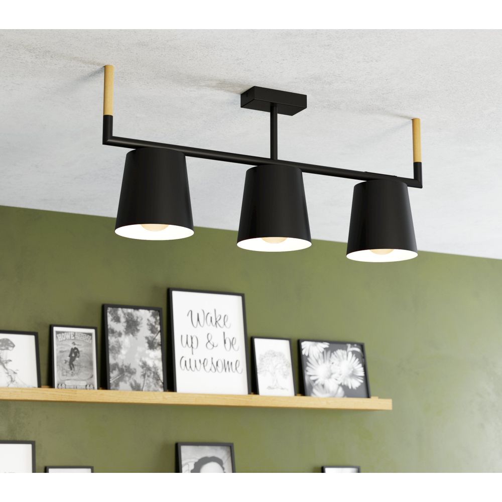 Eglo stropna lampa 'Lacey' - crno/smeđa, E27 slika 2