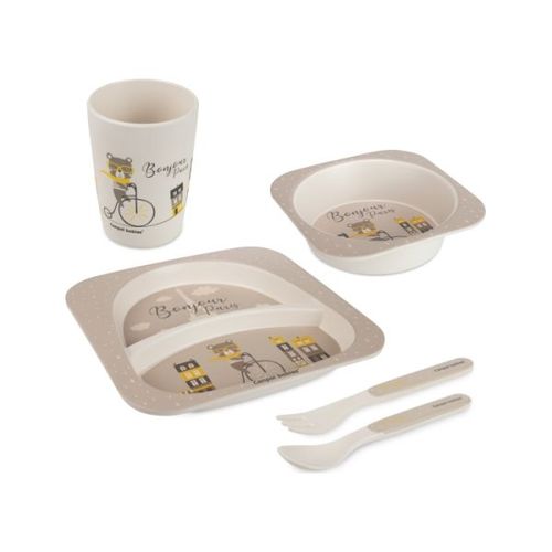 Canpol Babies Set Za Hranjenje 5 Delova - Bonjour Paris Beige slika 1