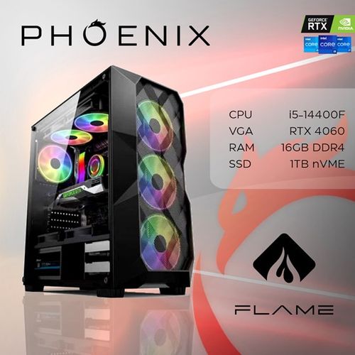 Računalo Phoenix FLAME Y-561, Intel i5 14400F, 16GB DDR4, NVMe SSD 1TB, RTX 4060, NoOS slika 1
