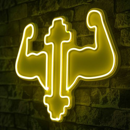 Wallity Ukrasna plastična LED rasvjeta, Gym Dumbbells WorkOut - Yellow slika 8