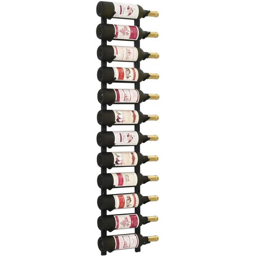 Zidni stalak za vino za 12 boca crni željezni slika 1