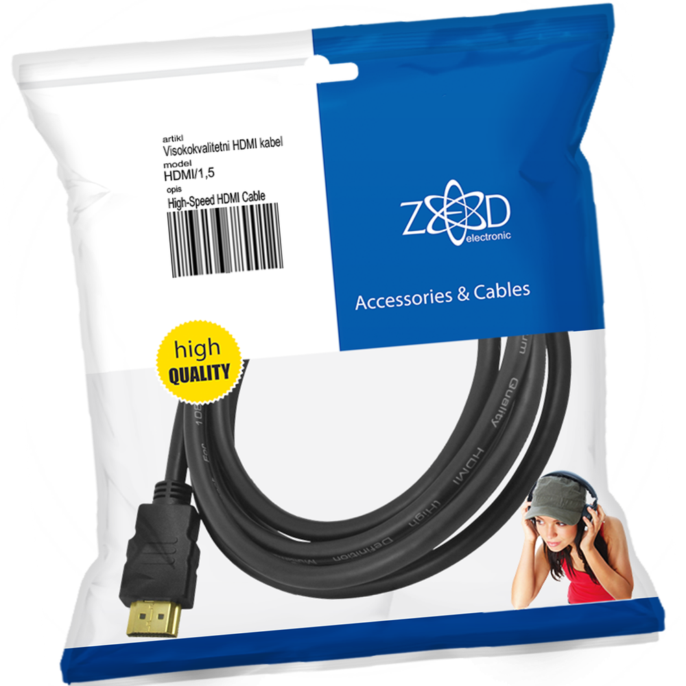 ZED electronic HDMI kabl, 1.5 met, ver. 1.4 - HDMI/1,5 slika 1