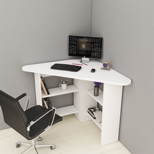 Corner - White White Study Desk slika 1