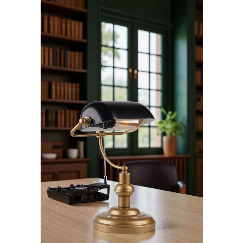 Opviq Stolna Lampa 668, Crna, Zlatna slika 3